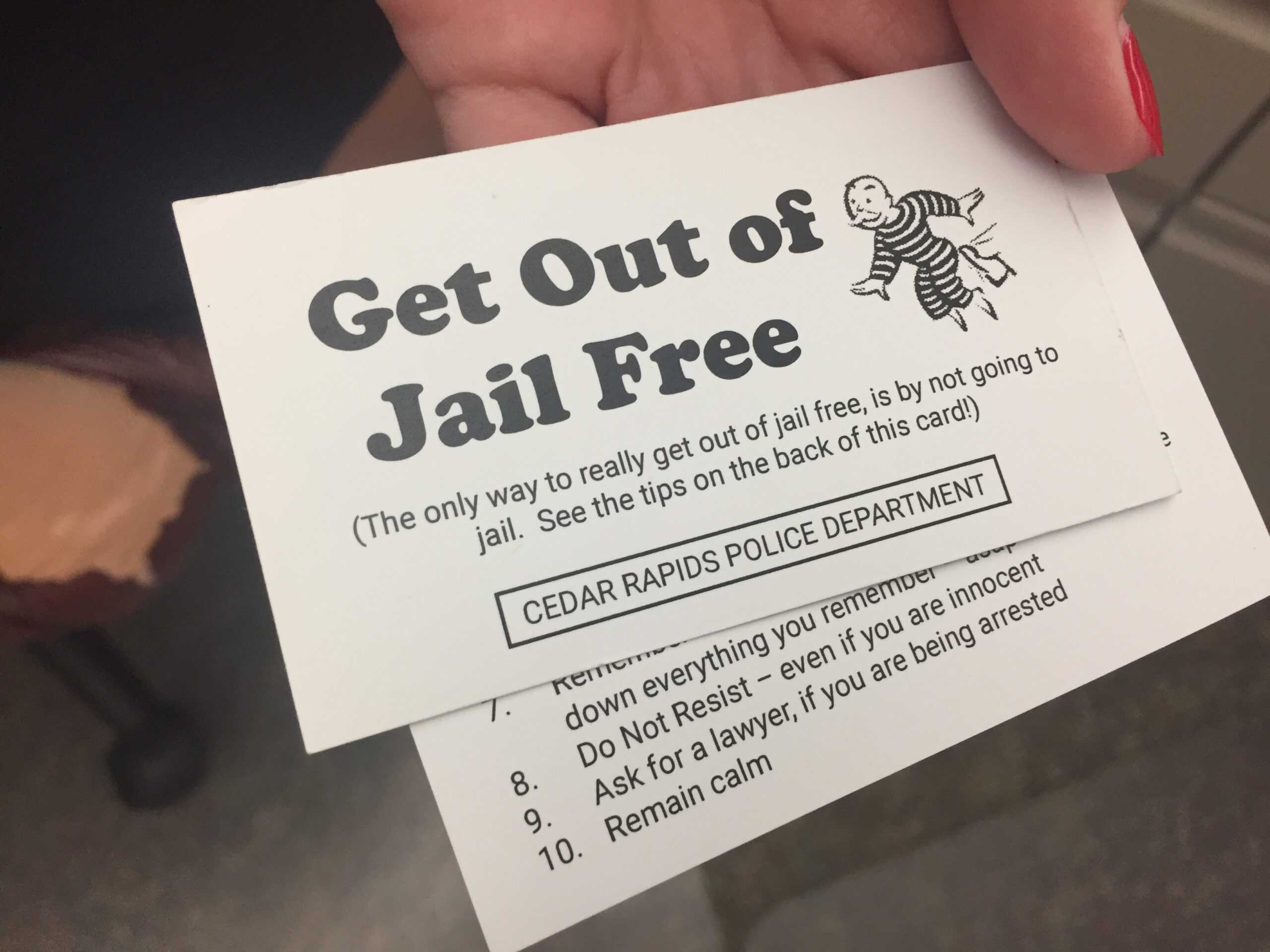 Cedar Rapids Police Use Monopoly Inspired Cards To Help In Get Out Of Jail Free Card Template