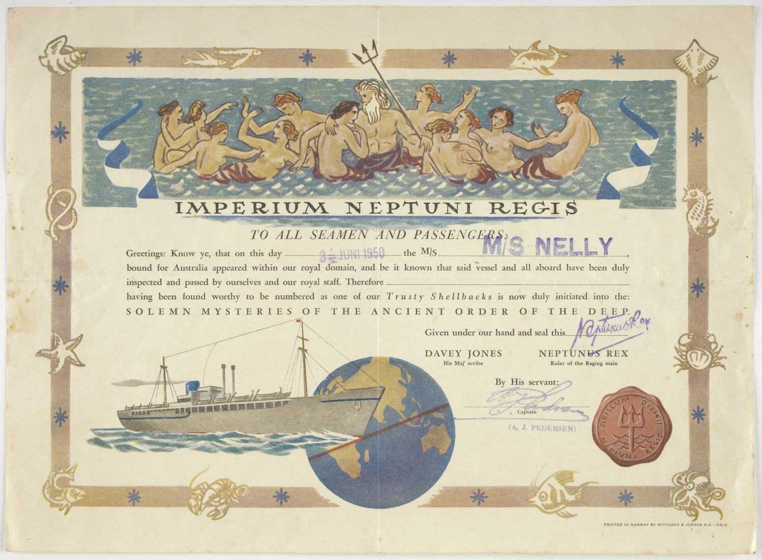 Certificate – Crossing The Equator, Ms Nelly, Wittusen In Crossing The Line Certificate Template