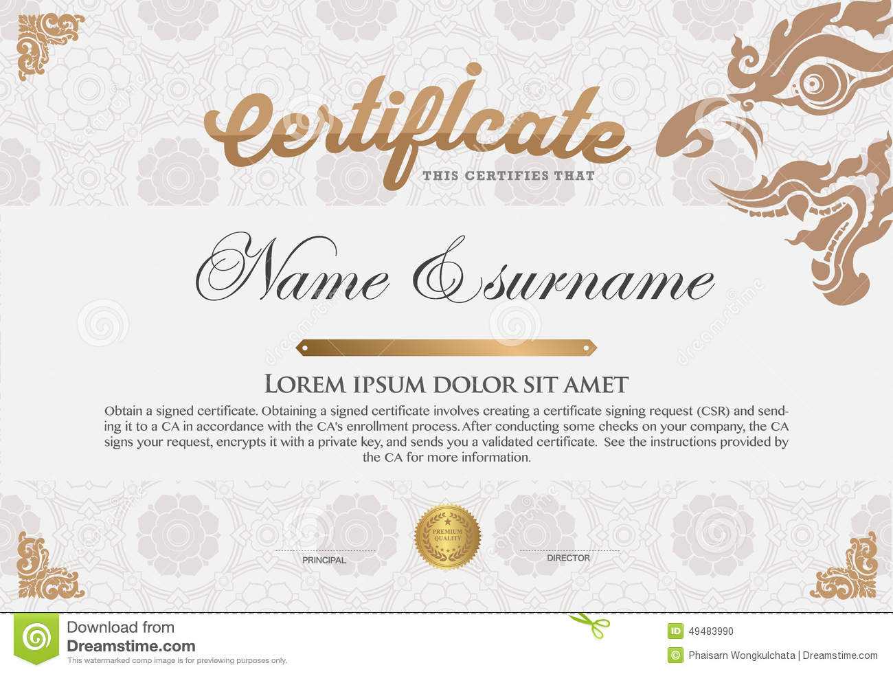 Certificate Design Template. Stock Vector – Illustration Of Inside Free Art Certificate Templates