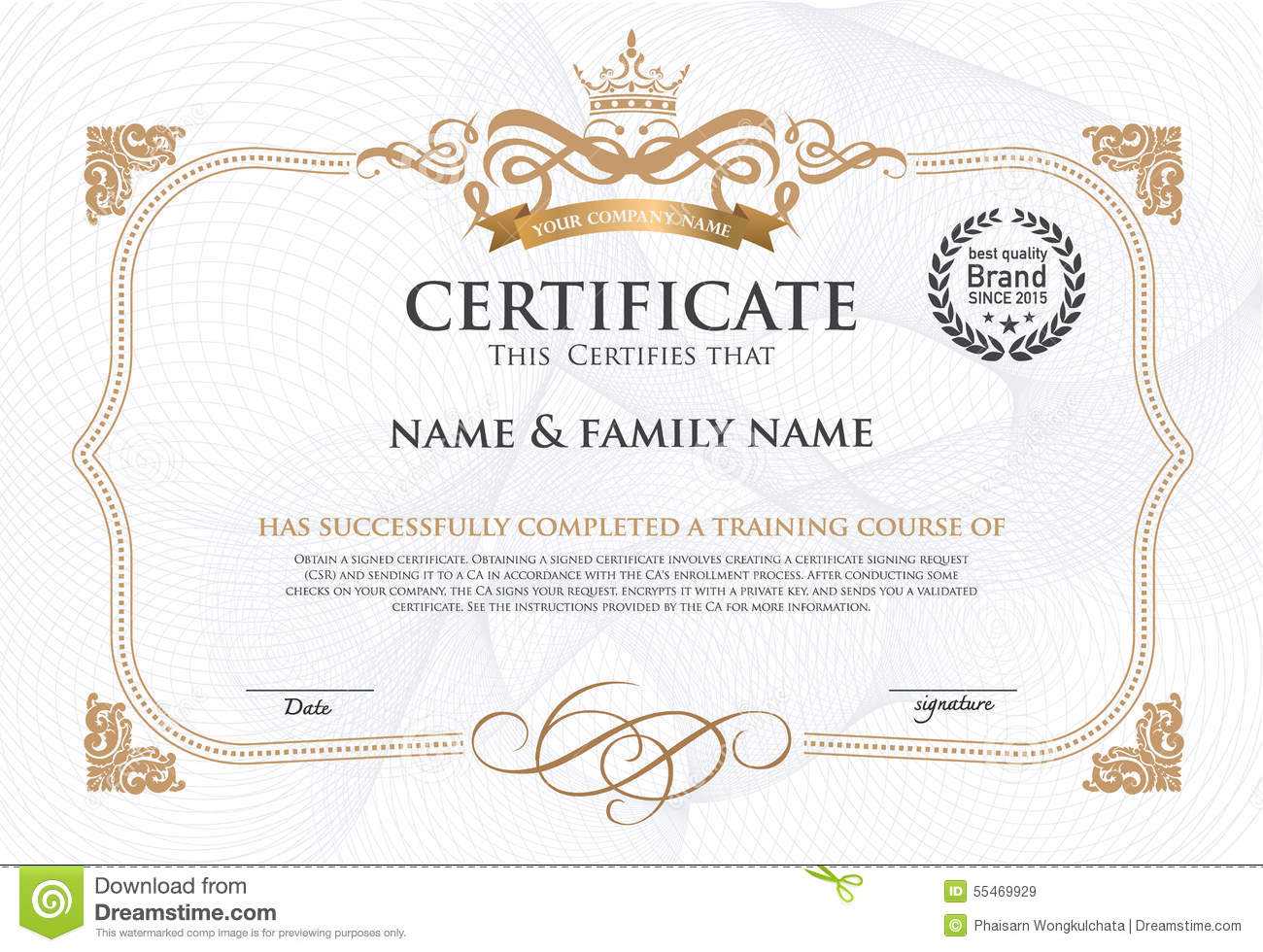 Certificate Design Template. Stock Vector – Illustration Of Within Award Certificate Design Template