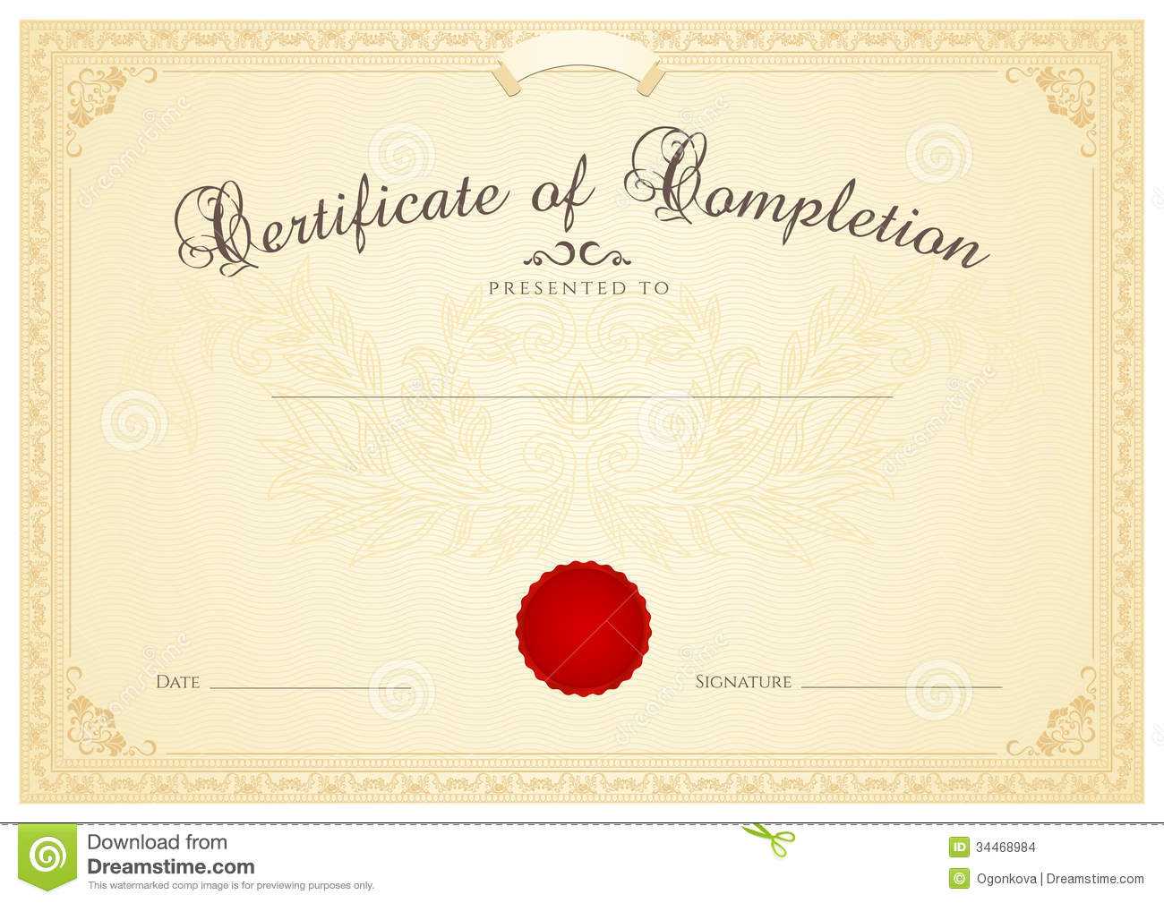 Certificate / Diploma Background Template. Floral Stock Regarding Scroll Certificate Templates