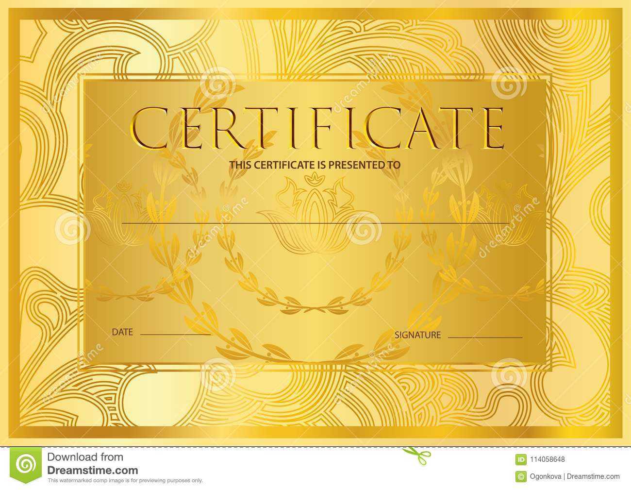 Certificate, Diploma Golden Design Template, Colorful For Certificate Scroll Template