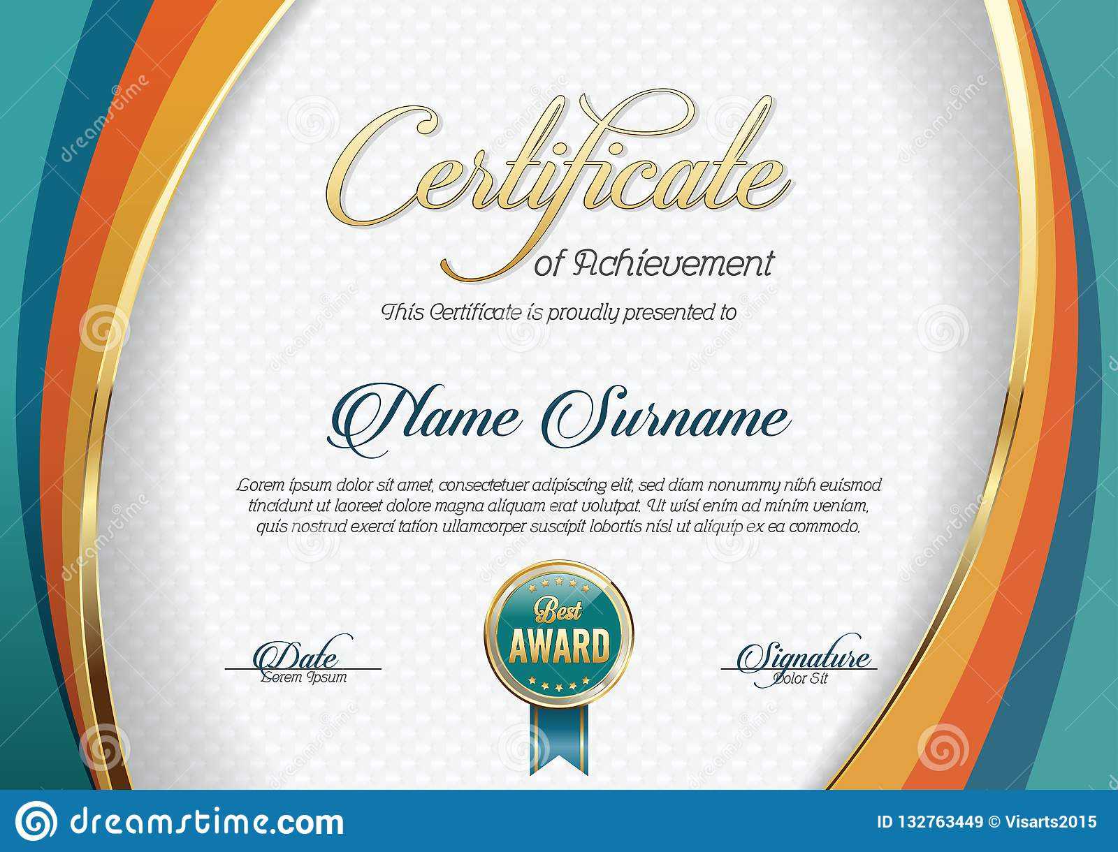 Certificate Of Achievement. Landscape. Template. Stock Pertaining To Landscape Certificate Templates