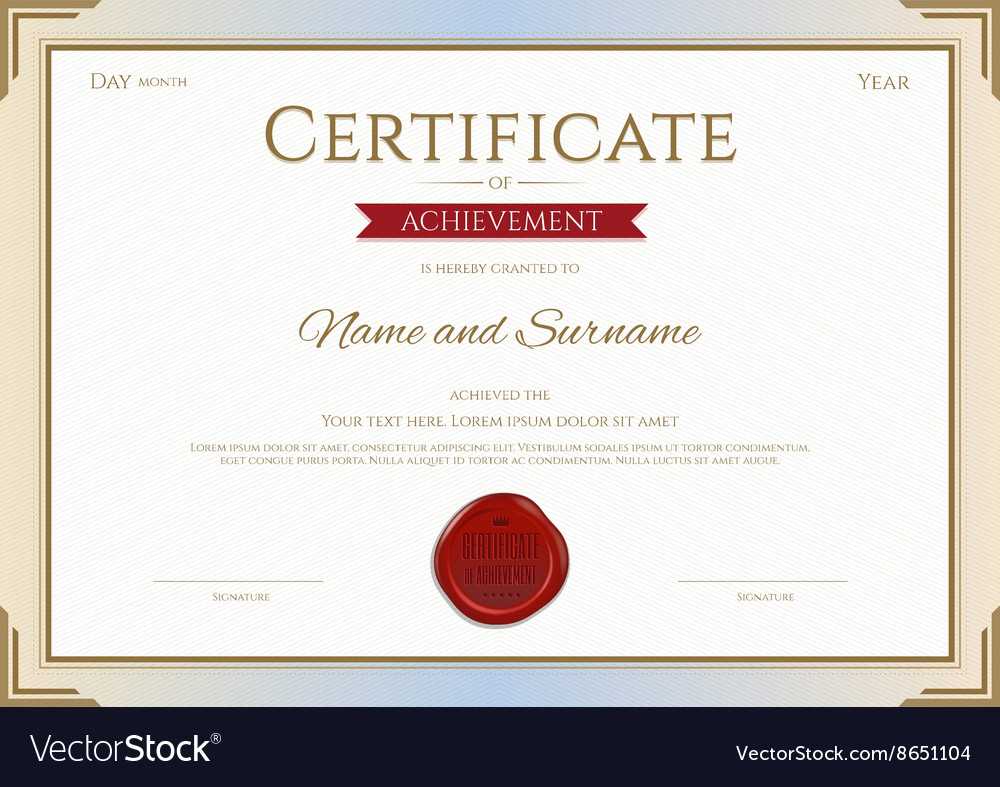 Certificate Of Achievement Template In Gold Red Pertaining To Certificate Of Accomplishment Template Free