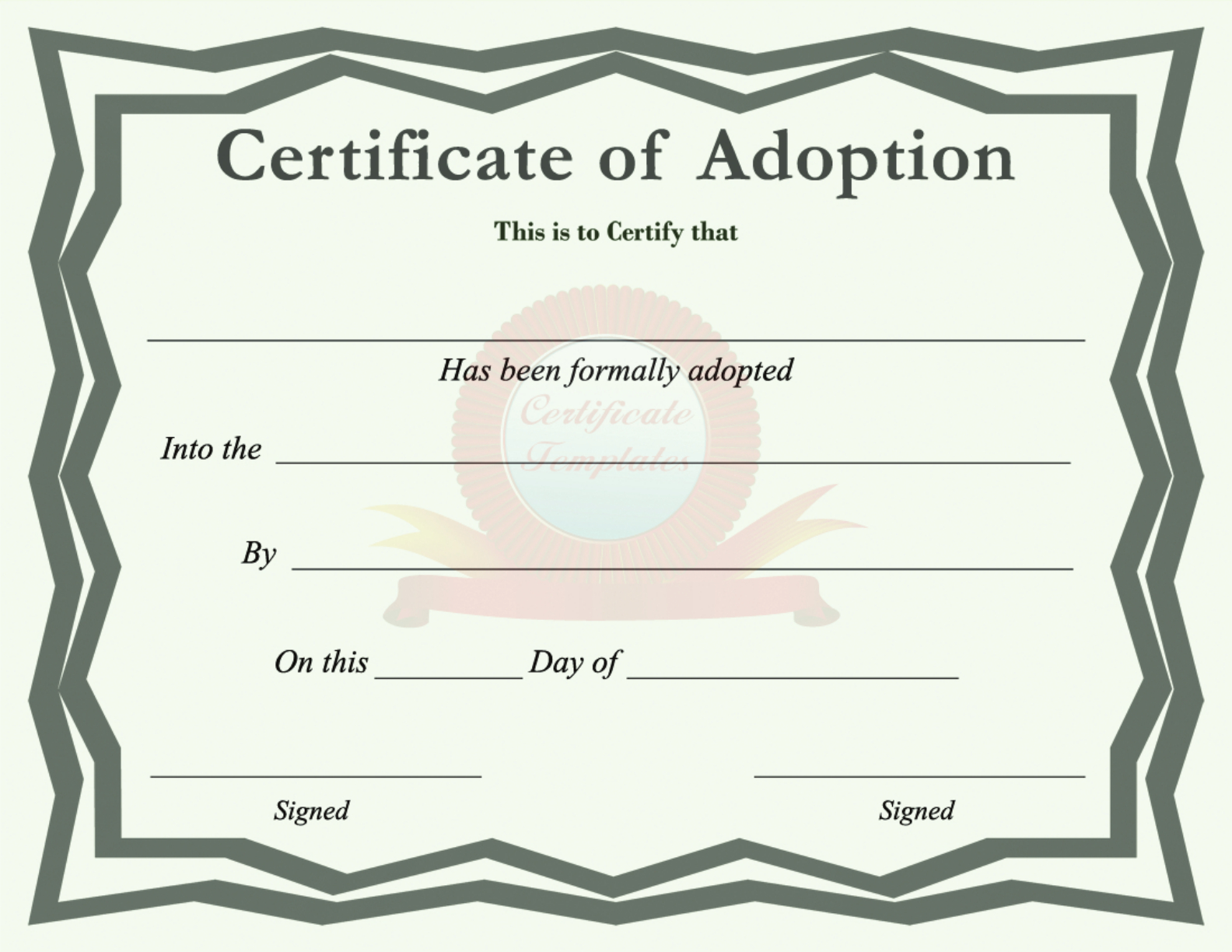 Certificate Of Adoption Template With Regard To Pet Adoption Certificate Template