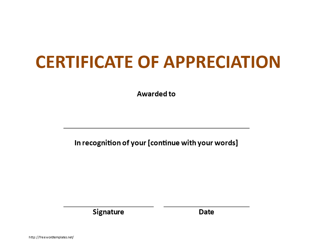 Certificate Of Appreciation Sample | Templates At In Certificates Of Appreciation Template