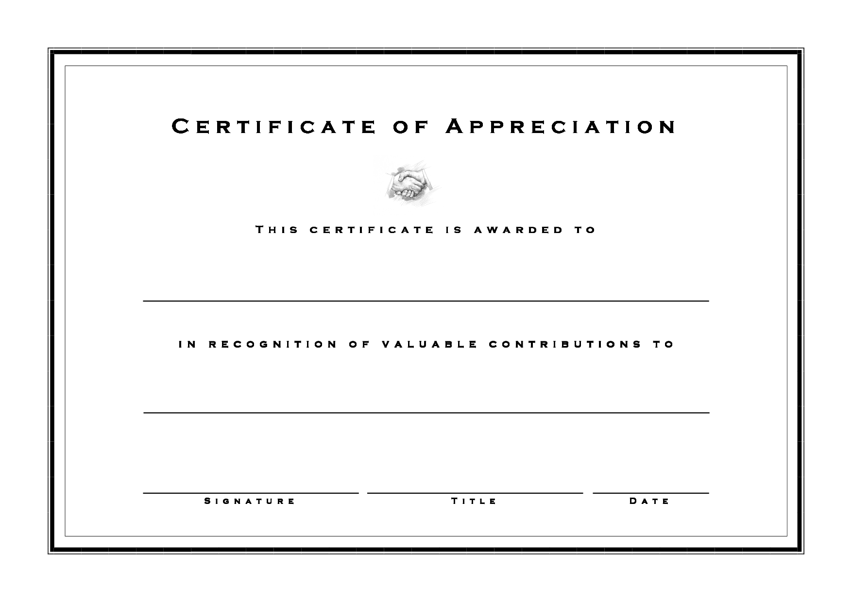 Certificate Of Appreciation Template Free Printable Regarding Certificate Of Appreciation Template Free Printable