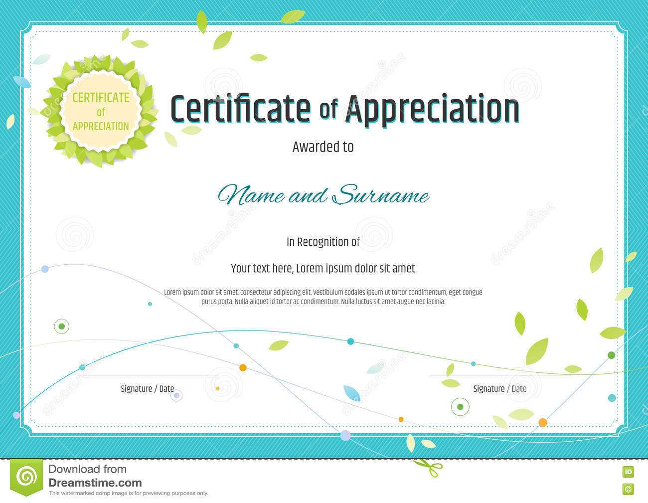 Certificate Of Appreciation Template In Nature Theme With In Free Printable Blank Award Certificate Templates