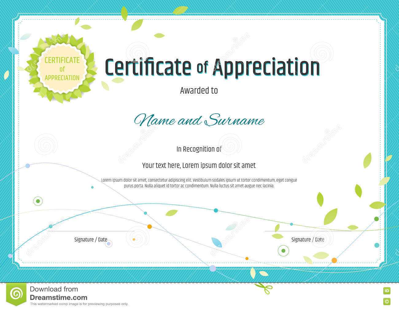 Certificate Of Appreciation Template In Nature Theme With Intended For Certificates Of Appreciation Template