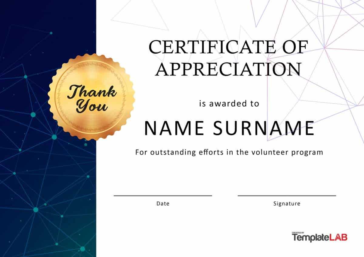 Certificate Of Appreciation Volunteer – Zohre Pertaining To Volunteer Award Certificate Template