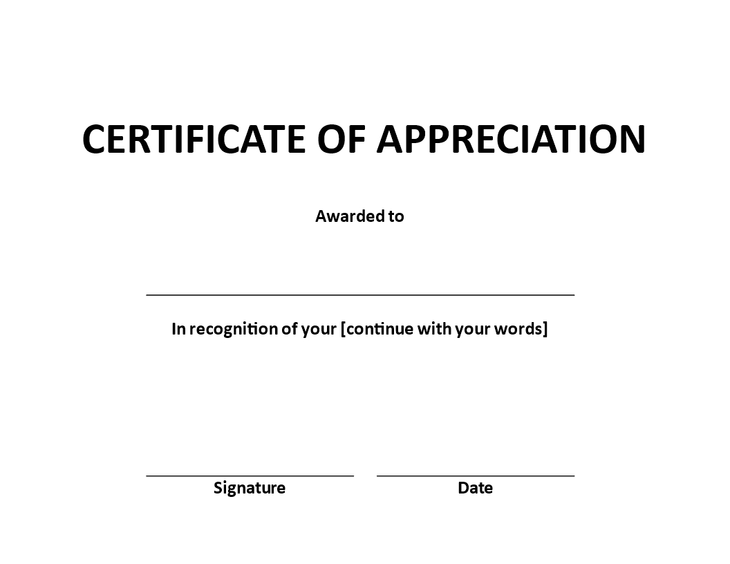 Certificate Of Appreciation Word Example | Templates At Inside Certificate Of Appearance Template