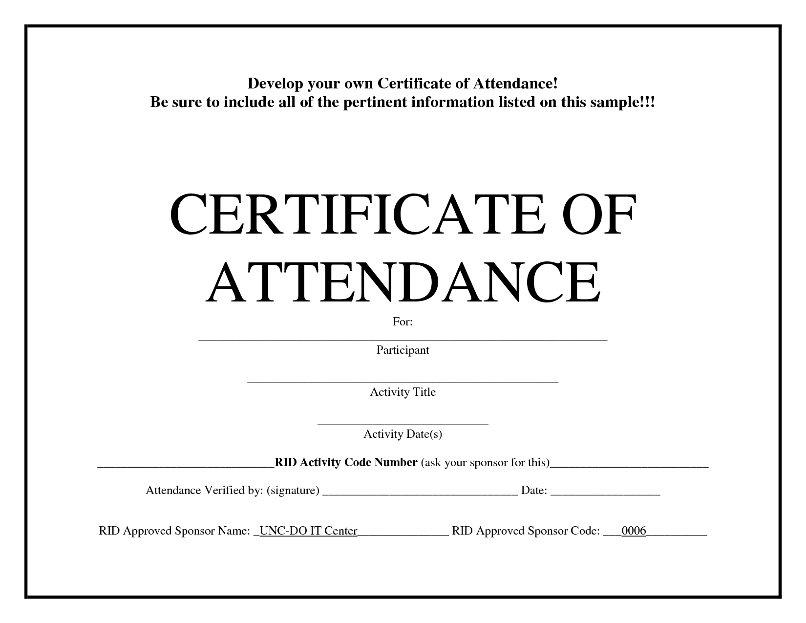 Certificate Of Attendance Template Word Free - Zohre Throughout Attendance Certificate Template Word