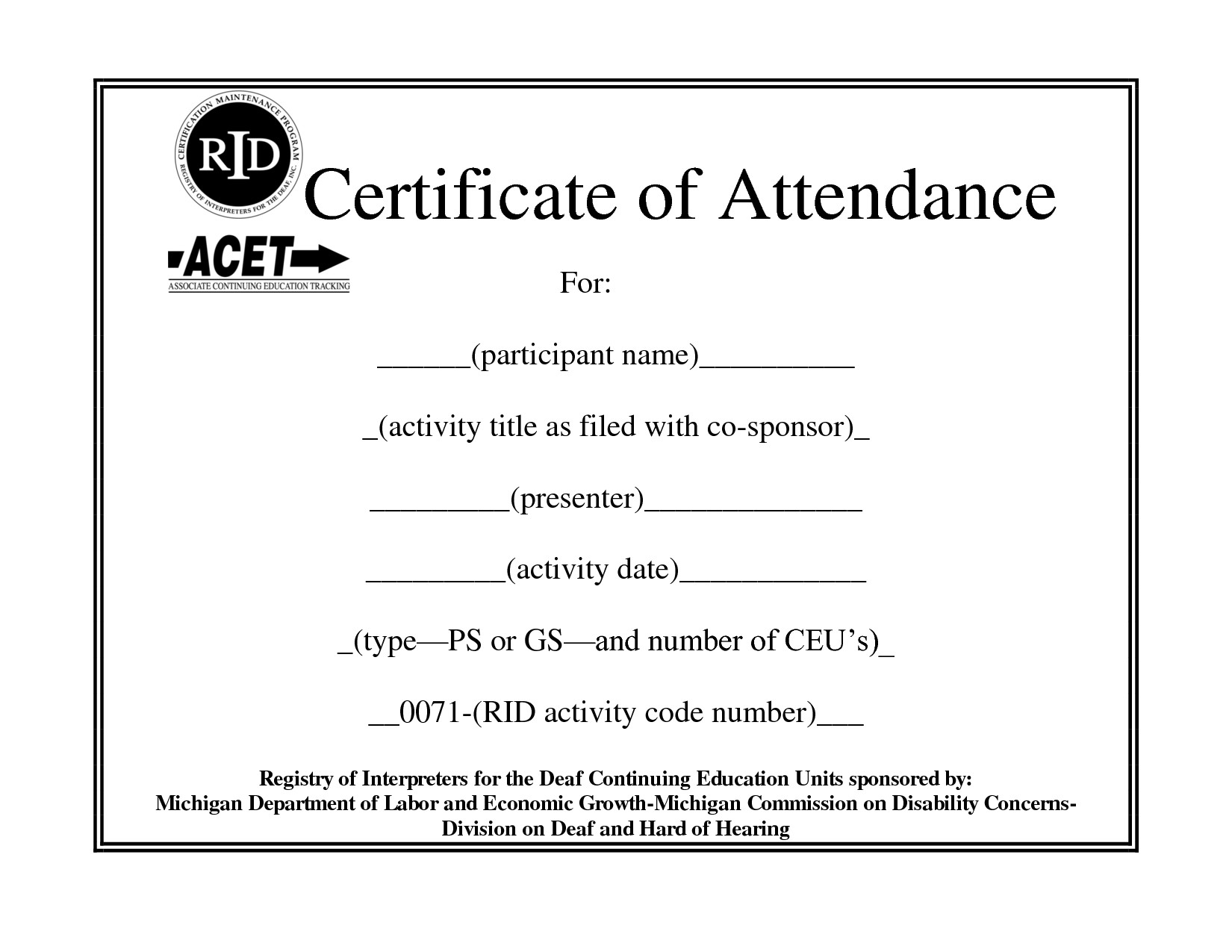 Certificate Of Attendance Template Word Ukran Agdiffusion Intended For Attendance Certificate Template Word