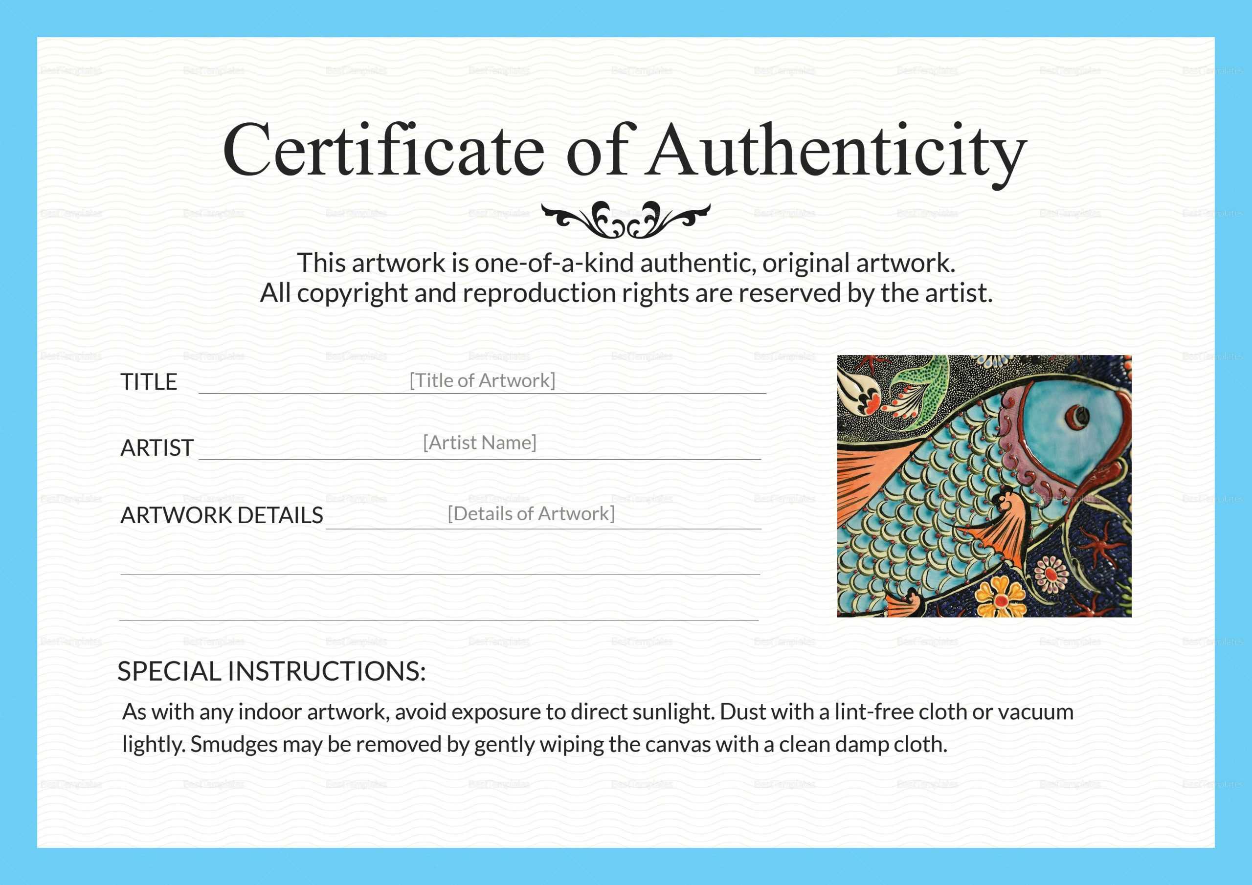 Certificate Of Authenticity Template Artwork In 2020 Art Inside Certificate Of Authenticity Template