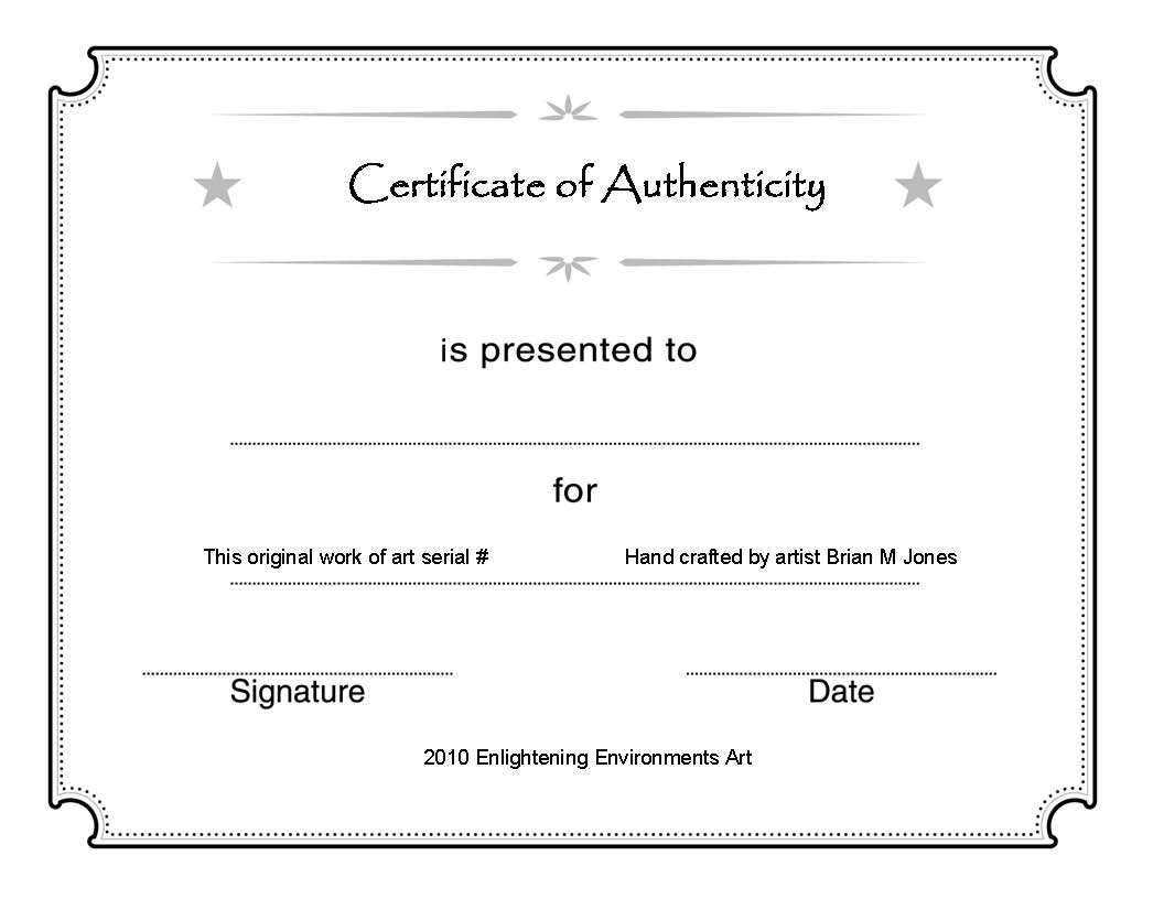 Certificate Of Authenticity Template Autograph Templates For Certificate Of Authenticity Photography Template