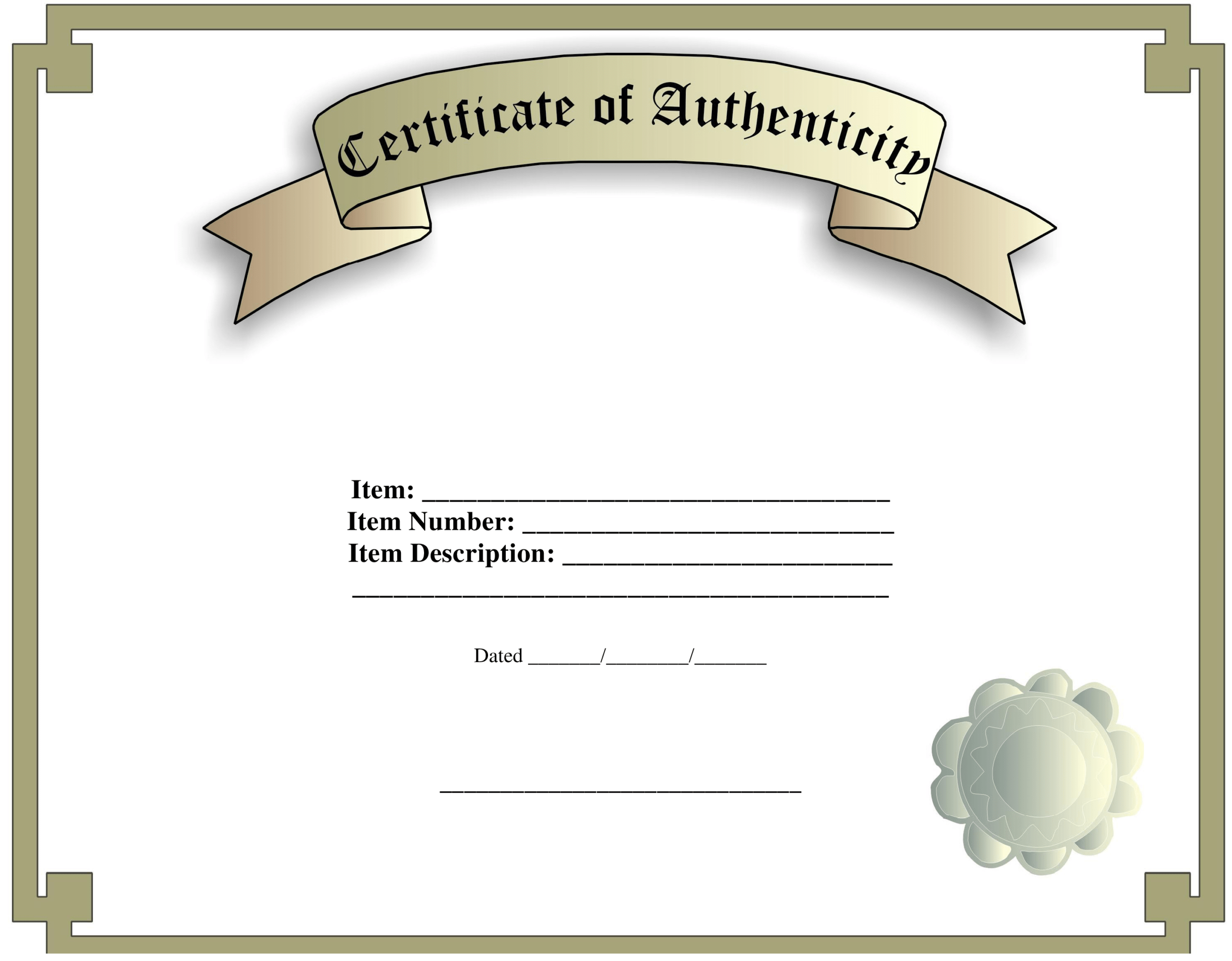 Certificate Of Authenticity Template | Templates At Regarding Certificate Of Authenticity Template