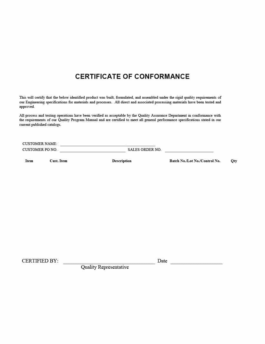 Certificate Of Compliance Form Template | Josiessteakhouse Intended For Certificate Of Compliance Template
