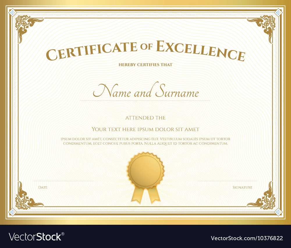 Certificate Of Excellence Template Gold Theme In Certificate Of Excellence Template Free Download