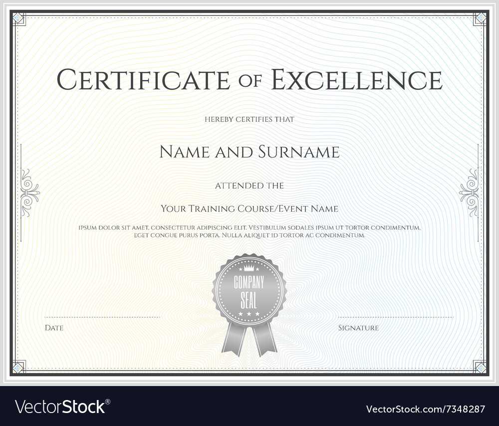 Certificate Of Excellence Template In Free Certificate Of Excellence Template