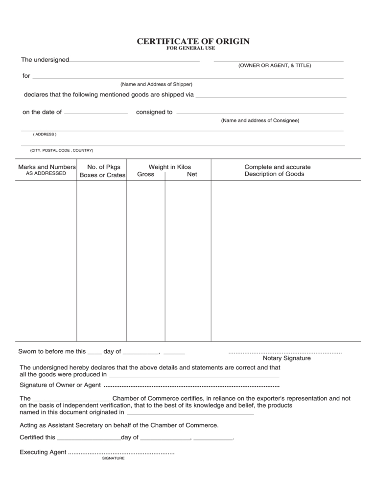 Certificate Of Origin Form – 5 Free Templates In Pdf, Word With Regard To Certificate Of Origin Template Word