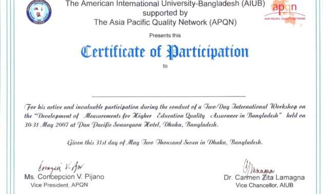 Certificate Of Participation Content - Zohre pertaining to Conference Participation Certificate Template