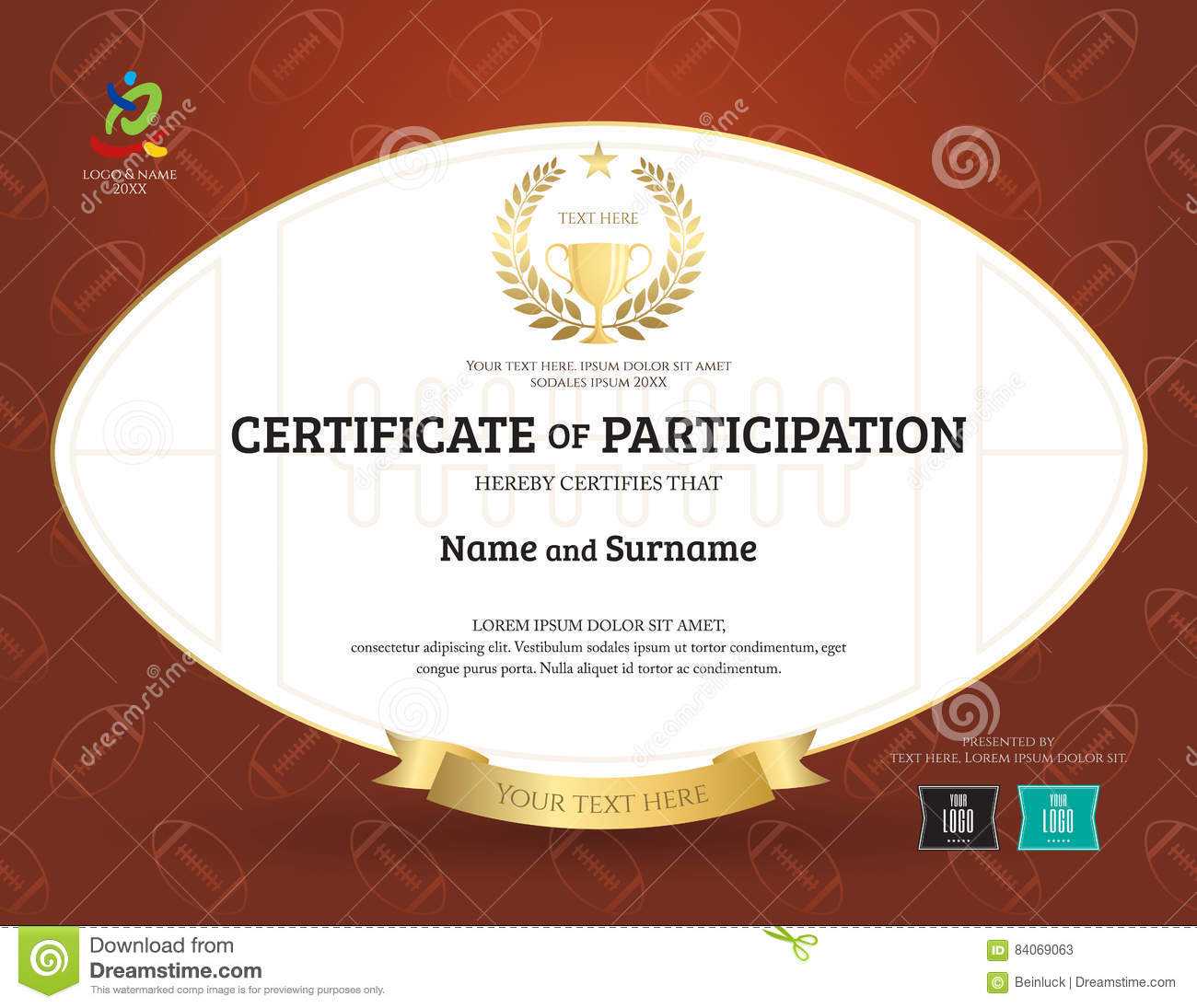 Certificate Of Participation Template In Sport Theme With Throughout Rugby League Certificate Templates
