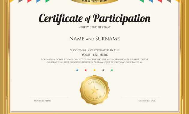 Certificate Of Participation Template inside Free Templates For Certificates Of Participation