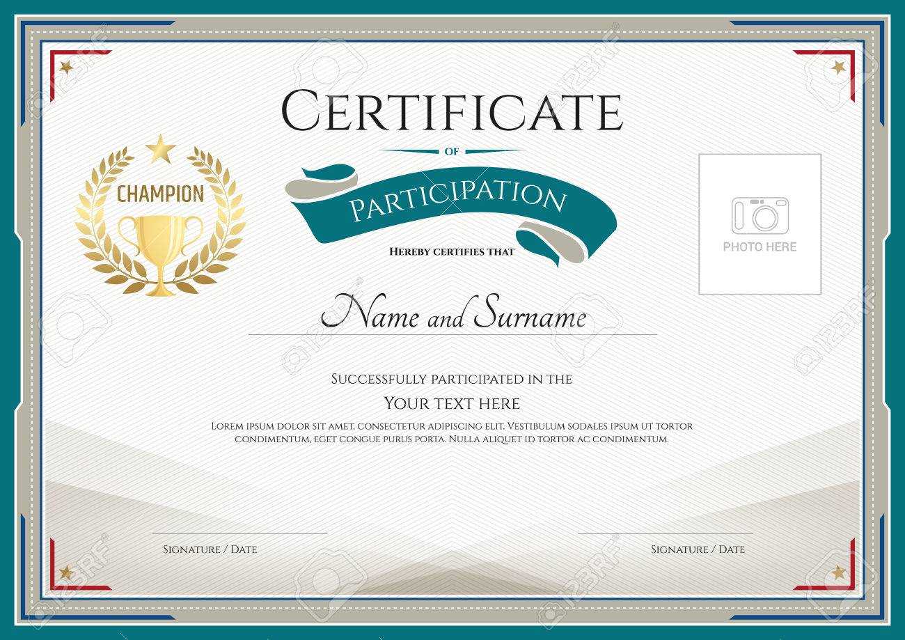 Certificate Of Participation Template With Green Broder, Gold.. Throughout Certification Of Participation Free Template