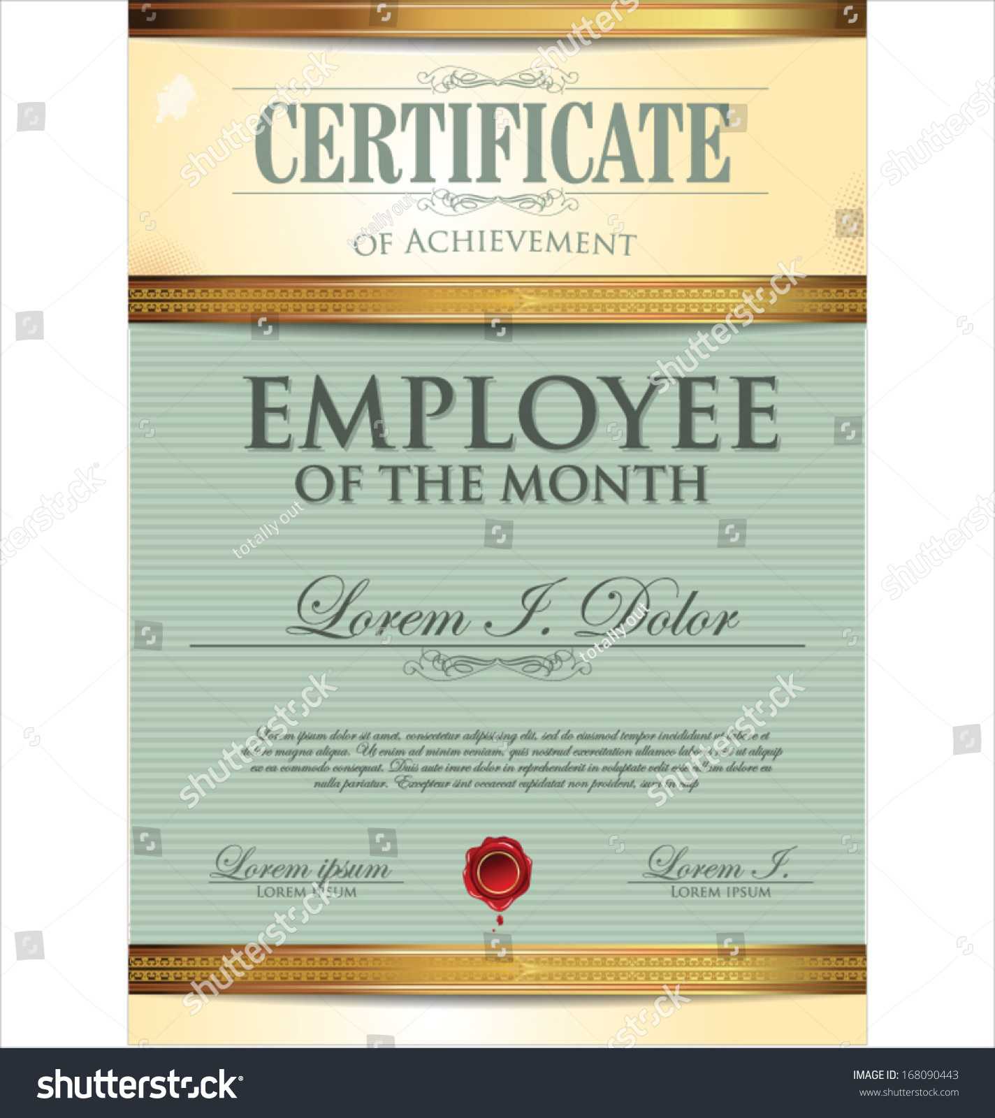 Certificate Template Employee Month Stock Vector (Royalty Pertaining To Employee Of The Month Certificate Template With Picture