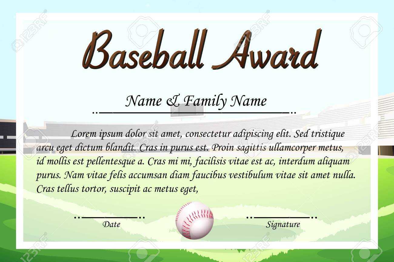 Certificate Template For Baseball Award Illustration In Free Softball Certificate Templates