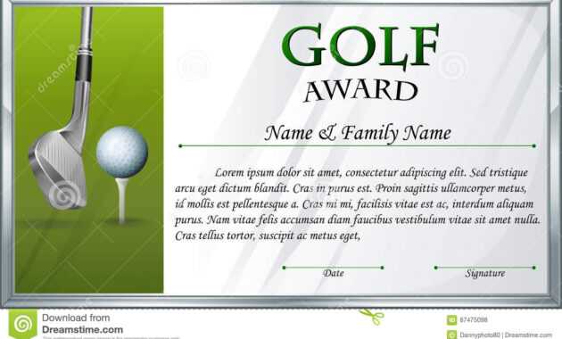 Certificate Template For Golf Award Stock Vector for Golf Certificate Template Free