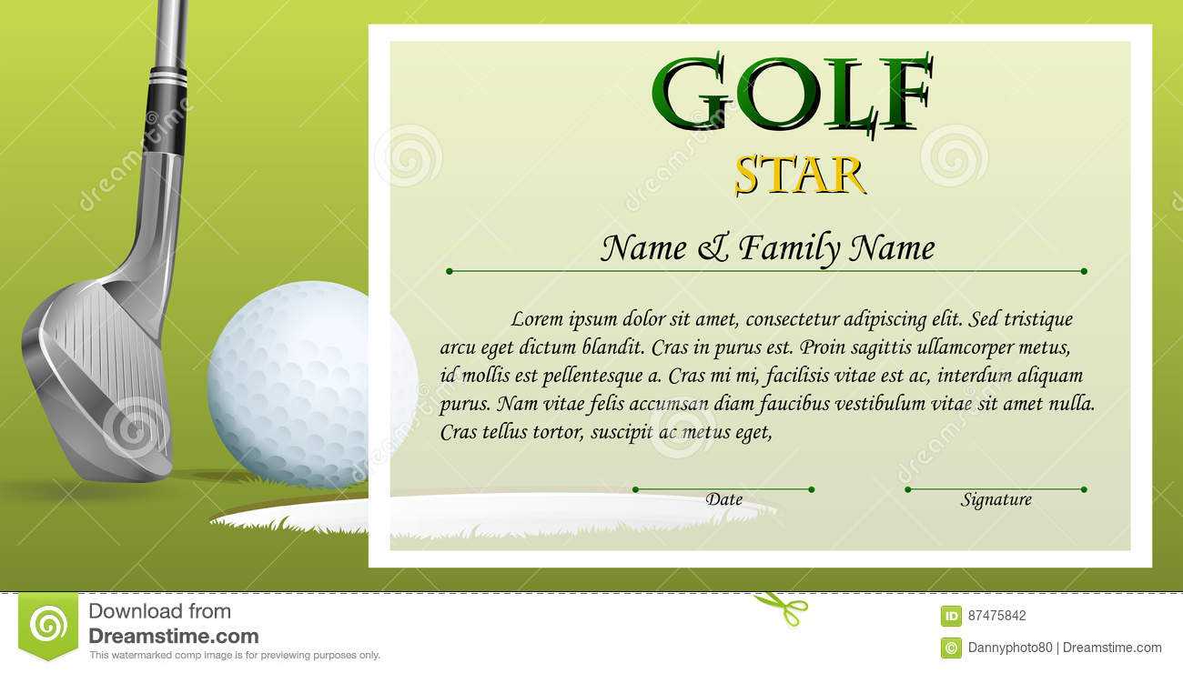 Certificate Template For Golf Star With Green Background Throughout Golf Gift Certificate Template