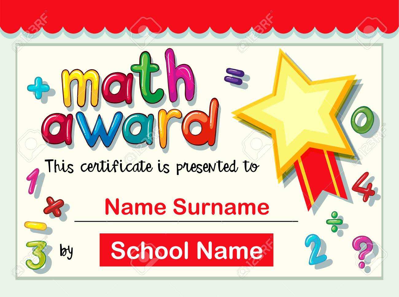 Certificate Template For Math Award Illustration Throughout Math Certificate Template