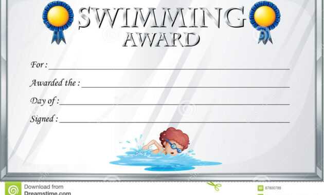 Certificate Template For Swimming Award Stock Vector for Swimming Award Certificate Template