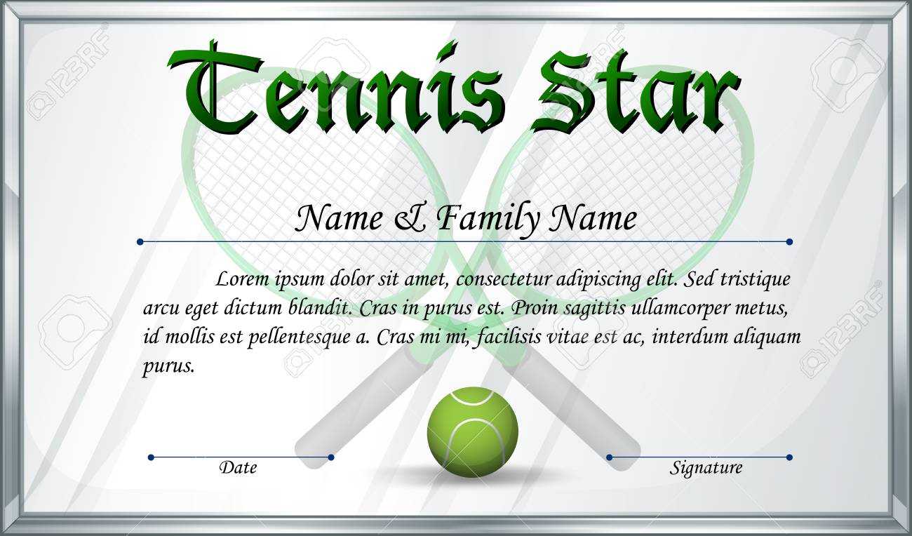 Certificate Template For Tennis Star Illustration With Regard To Tennis Certificate Template Free