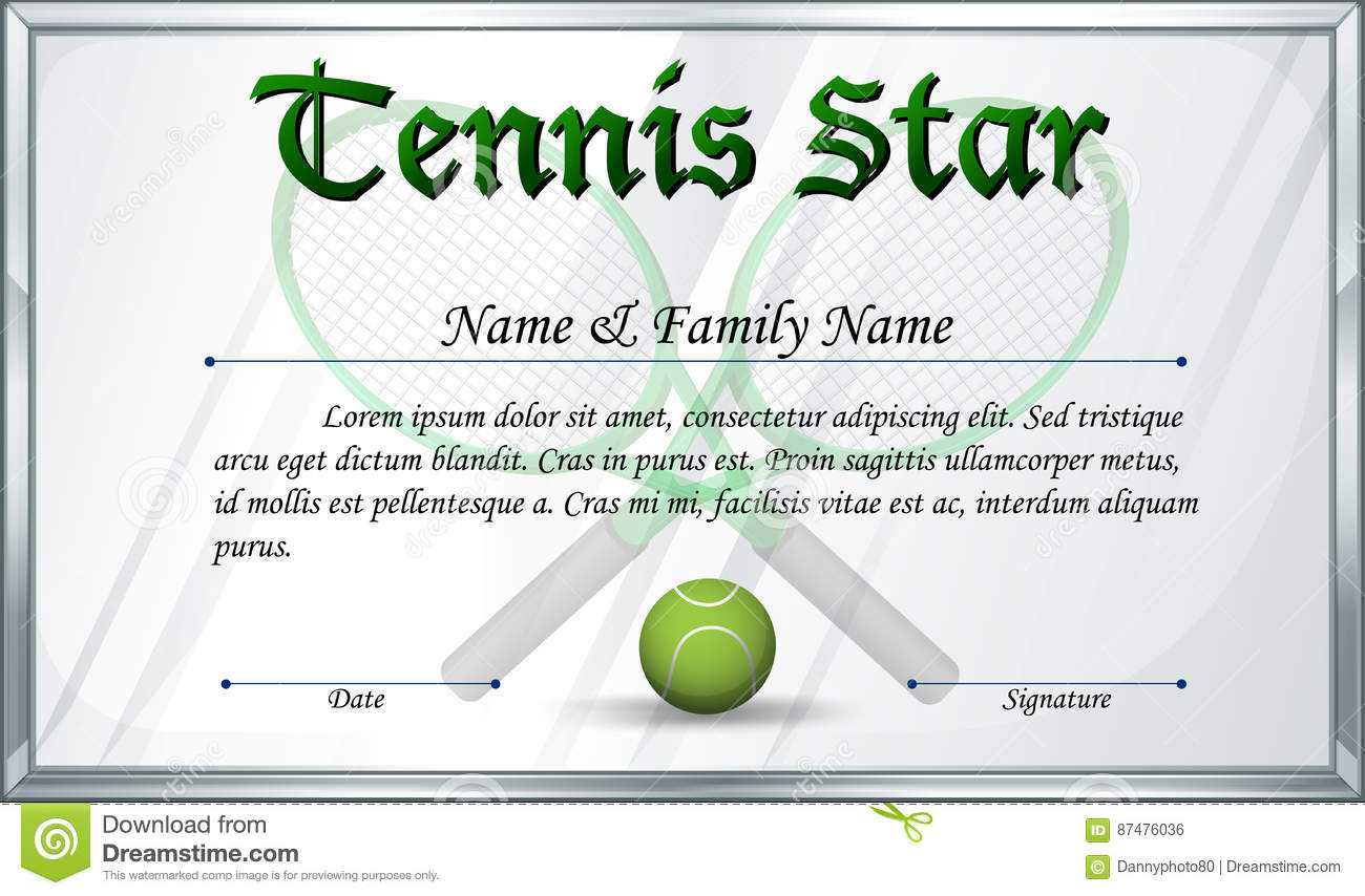 Certificate Template For Tennis Star Stock Vector In Softball Award Certificate Template