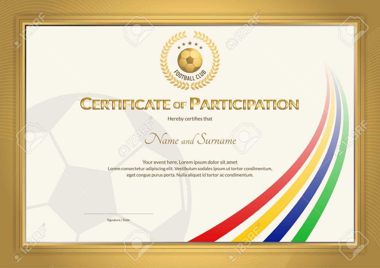 Certificate Template In Football Sport Color Stripe Theme With.. Within Football Certificate Template