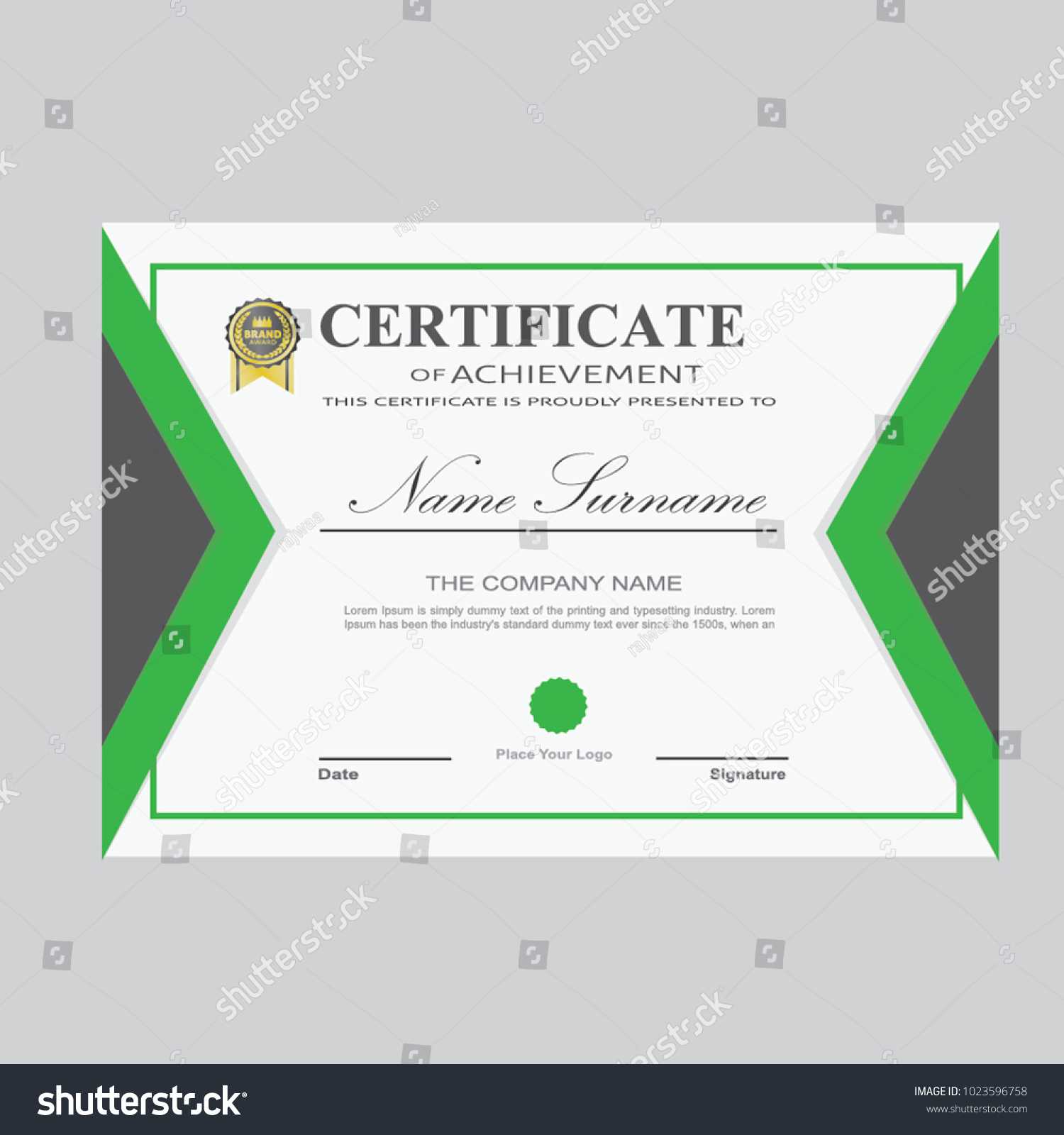 Certificate Template Modern A4 Horizontal Landscape Stock For Landscape Certificate Templates
