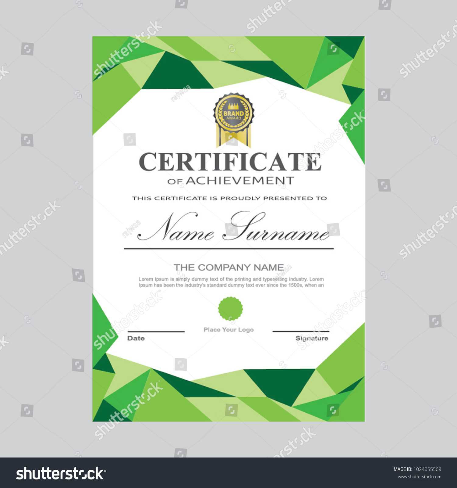 Certificate Template Modern A4 Horizontal Landscape Stock Throughout Landscape Certificate Templates
