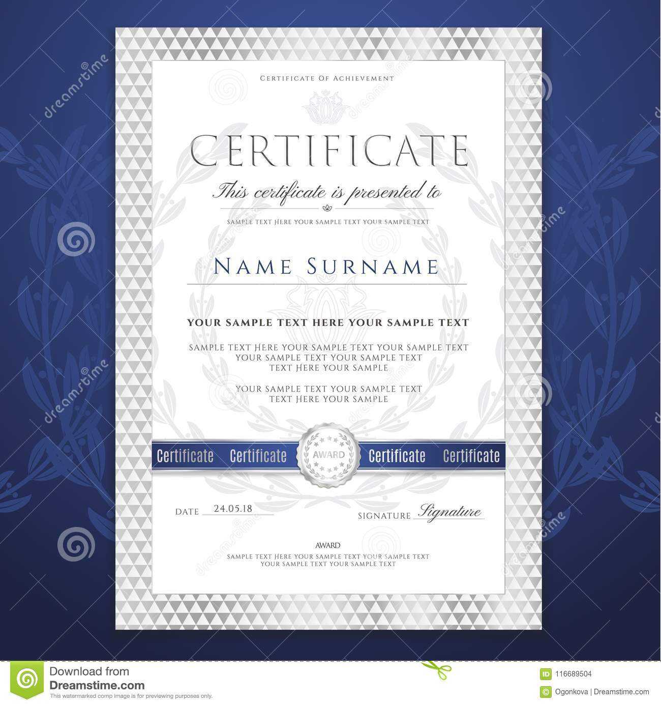 Certificate Template. Printable / Editable Design For For Printable Certificate Of Recognition Templates Free