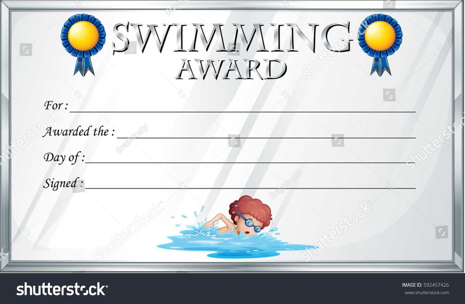 Certificate Template Swimming Award Illustration Stock Throughout Swimming Award Certificate Template