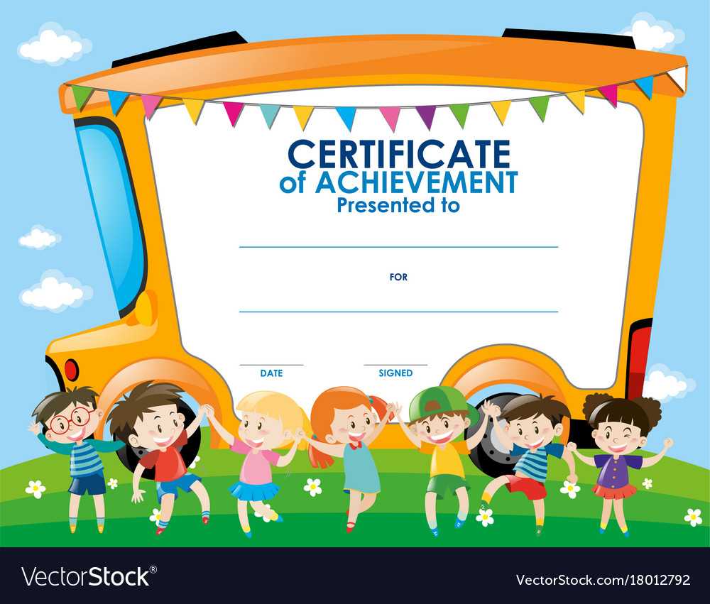Certificate Template With Children And School Bus Intended For School Certificate Templates Free