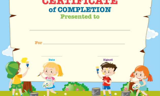 Certificate Template With Happy Children regarding Children's Certificate Template