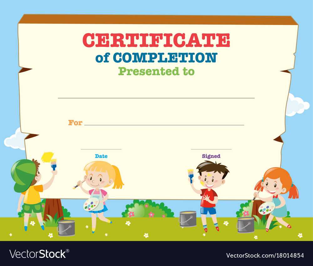 Certificate Template With Happy Children Regarding Children's Certificate Template