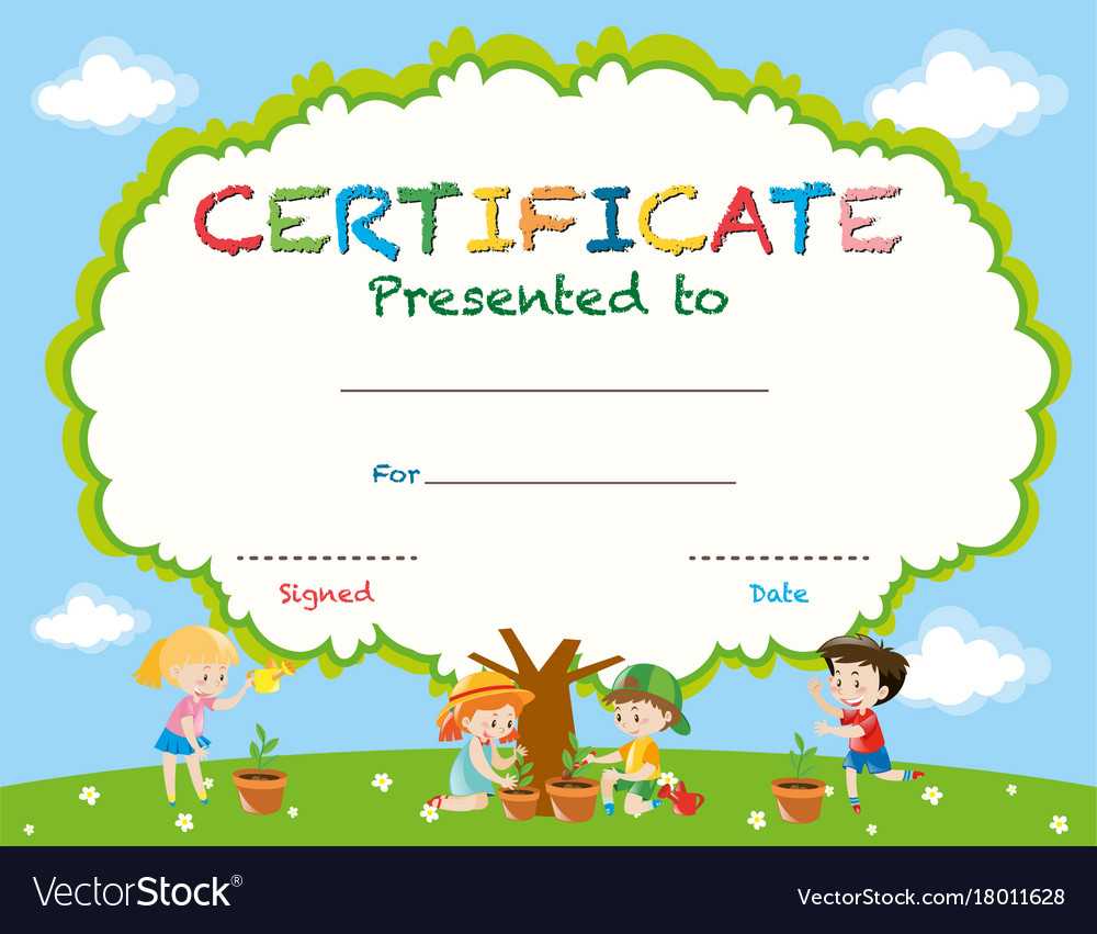 Certificate Template With Kids Planting Trees For Free Kids Certificate Templates
