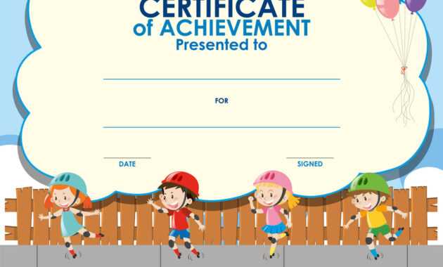 Certificate Template With Kids Skating intended for Free Kids Certificate Templates