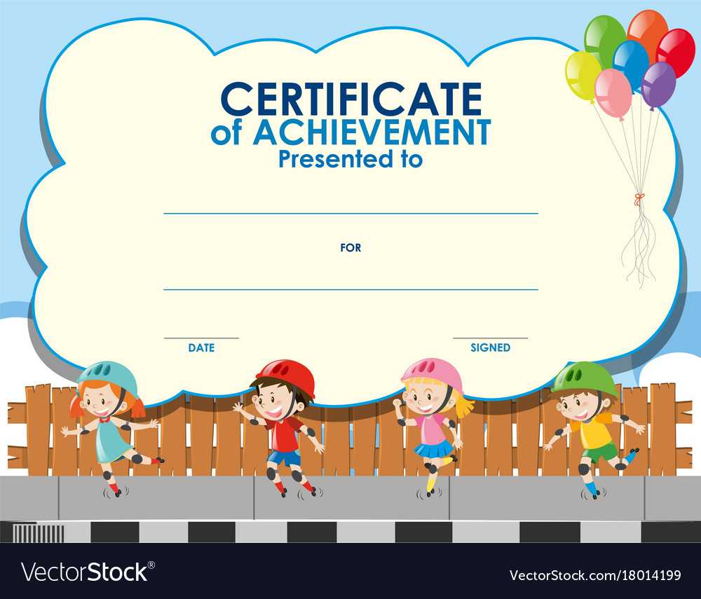 Certificate Template With Kids Skating With Certificate Of Achievement Template For Kids