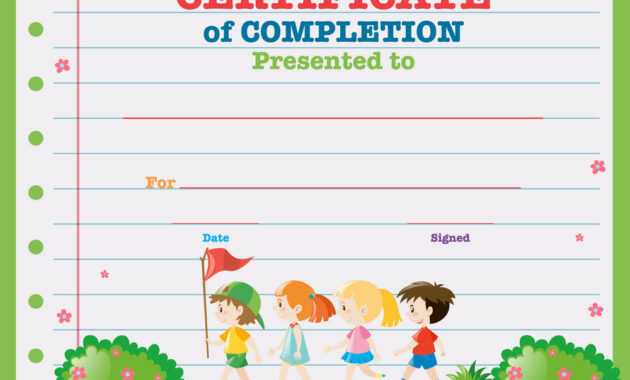 Certificate Template With Kids Walking In The Park pertaining to Walking Certificate Templates