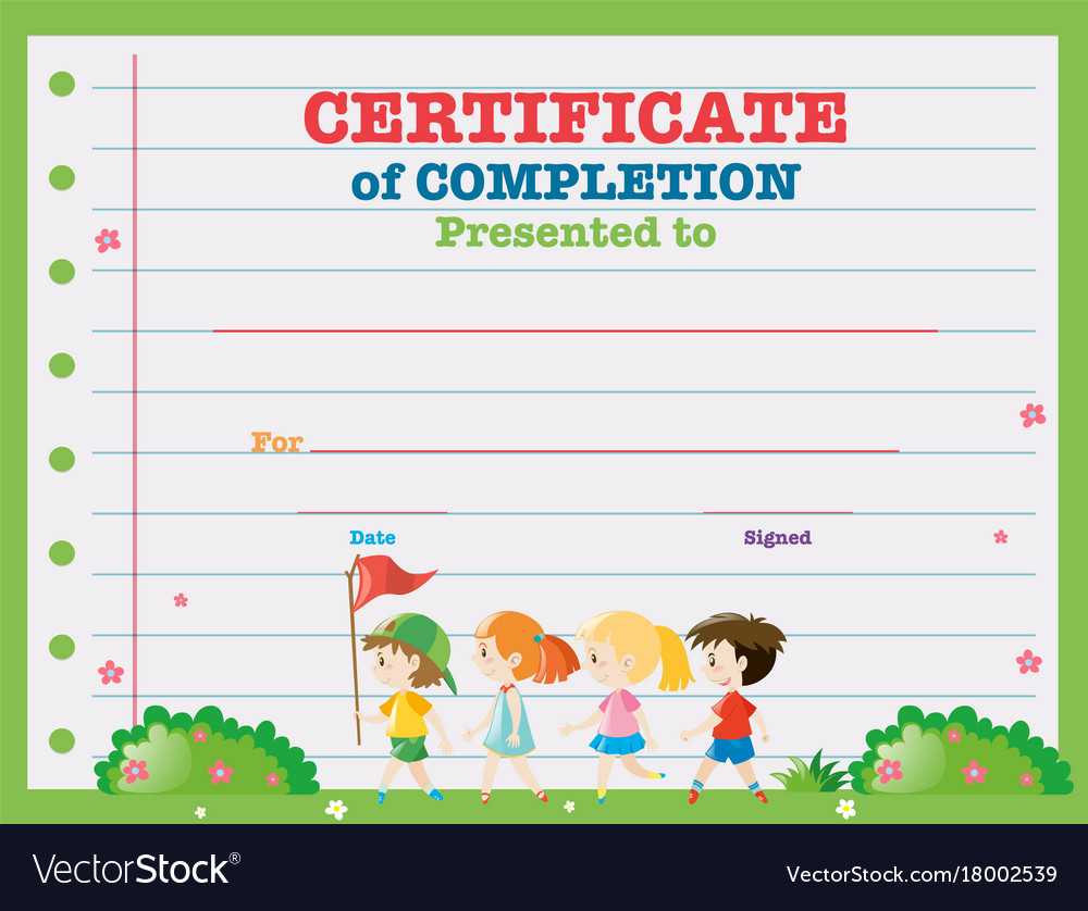 Certificate Template With Kids Walking In The Park Pertaining To Walking Certificate Templates