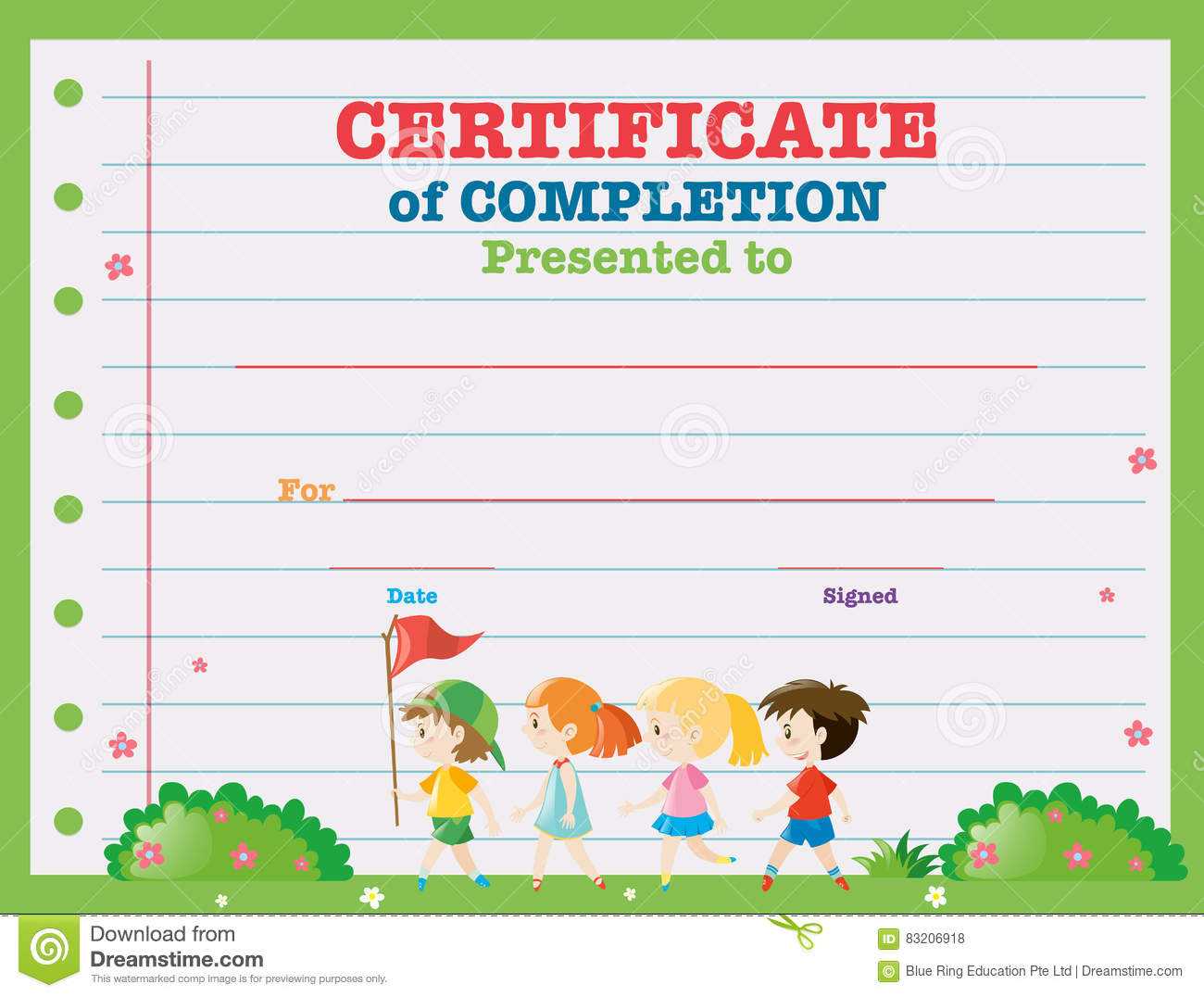 Certificate Template With Kids Walking In The Park Stock Throughout Walking Certificate Templates